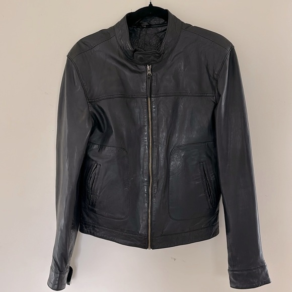 Vintage Echtes Leder Infinity Leather Jacket  Moto Jacket - Picture 1 of 16